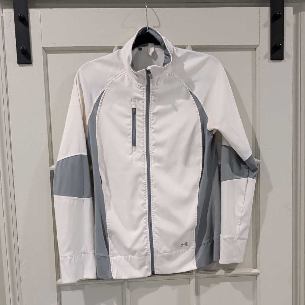 Lightweight Under Armour Light Gray and White Track Jacket